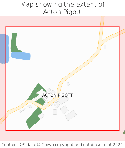 Map showing extent of Acton Pigott as bounding box