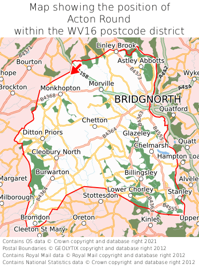 Map showing location of Acton Round within WV16