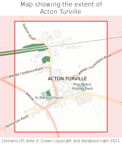 Map showing extent of Acton Turville as bounding box