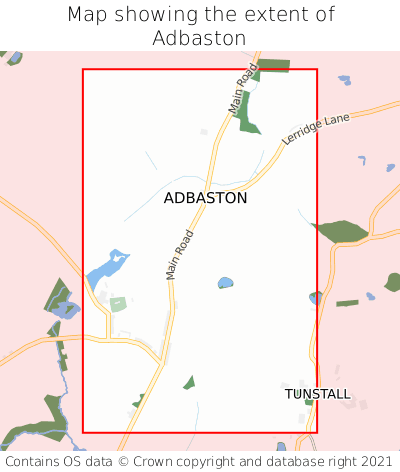 Map showing extent of Adbaston as bounding box