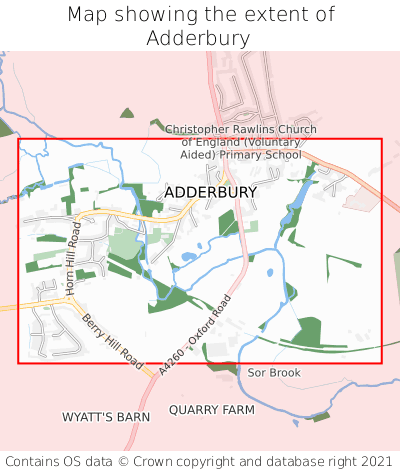 Map showing extent of Adderbury as bounding box