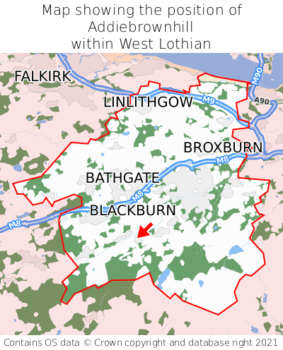 Map showing location of Addiebrownhill within West Lothian