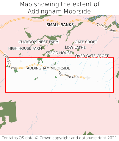 Map showing extent of Addingham Moorside as bounding box
