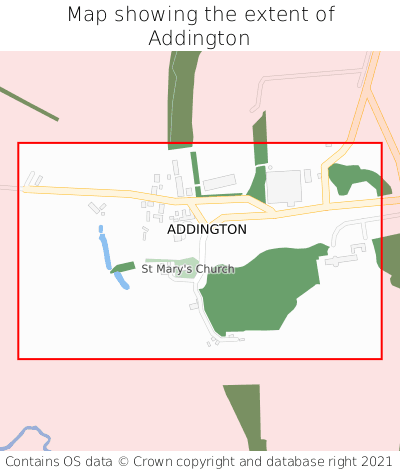 Map showing extent of Addington as bounding box