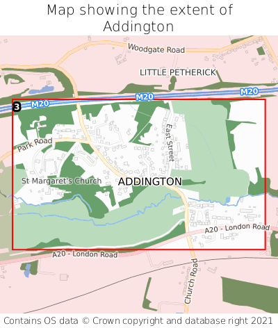Map showing extent of Addington as bounding box