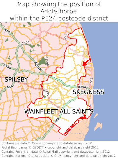 Map showing location of Addlethorpe within PE24