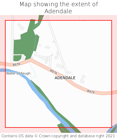Map showing extent of Adendale as bounding box