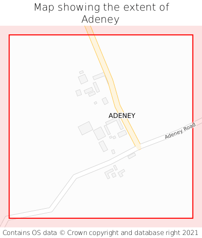 Map showing extent of Adeney as bounding box