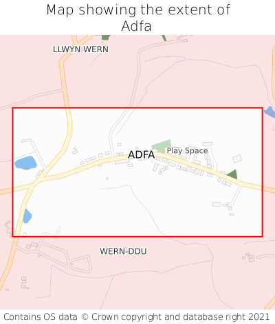 Map showing extent of Adfa as bounding box