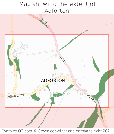 Map showing extent of Adforton as bounding box