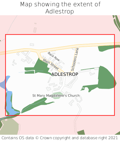 Map showing extent of Adlestrop as bounding box