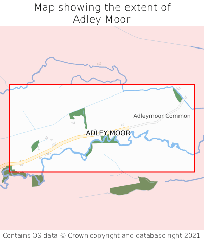 Map showing extent of Adley Moor as bounding box
