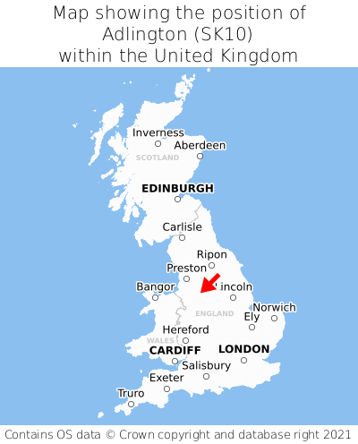 Map showing location of Adlington within the UK