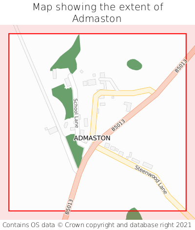 Map showing extent of Admaston as bounding box