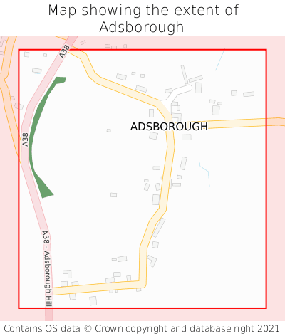 Map showing extent of Adsborough as bounding box
