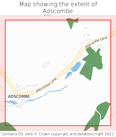 Map showing extent of Adscombe as bounding box
