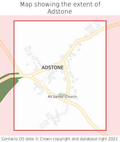 Map showing extent of Adstone as bounding box