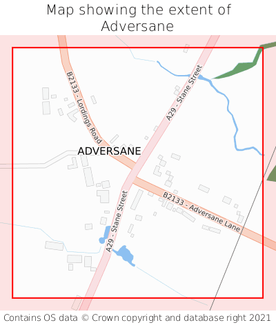 Map showing extent of Adversane as bounding box