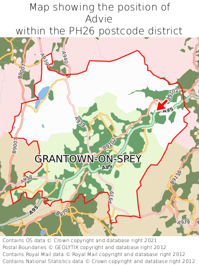 Map showing location of Advie within PH26