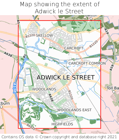 Map showing extent of Adwick le Street as bounding box