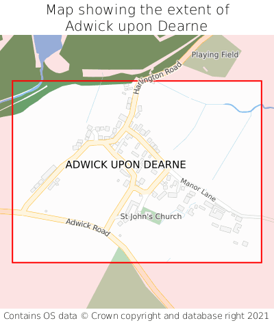 Map showing extent of Adwick upon Dearne as bounding box