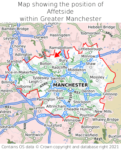 Map showing location of Affetside within Greater Manchester