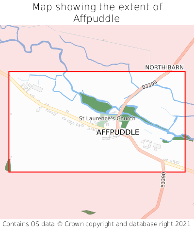 Map showing extent of Affpuddle as bounding box