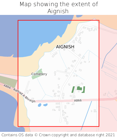 Map showing extent of Aignish as bounding box
