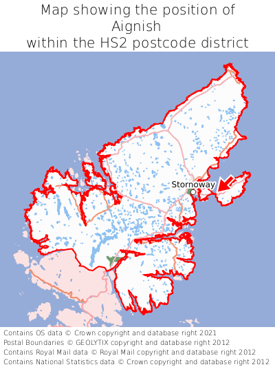 Map showing location of Aignish within HS2