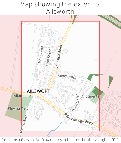 Map showing extent of Ailsworth as bounding box