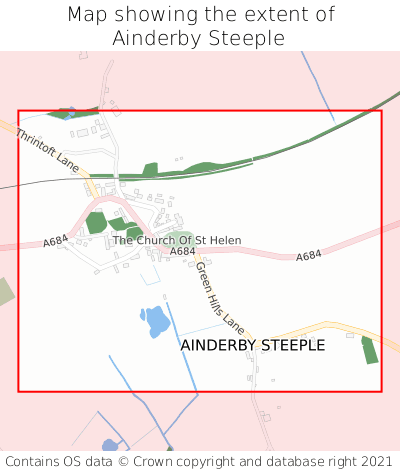 Map showing extent of Ainderby Steeple as bounding box