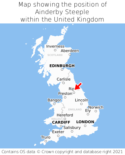Map showing location of Ainderby Steeple within the UK