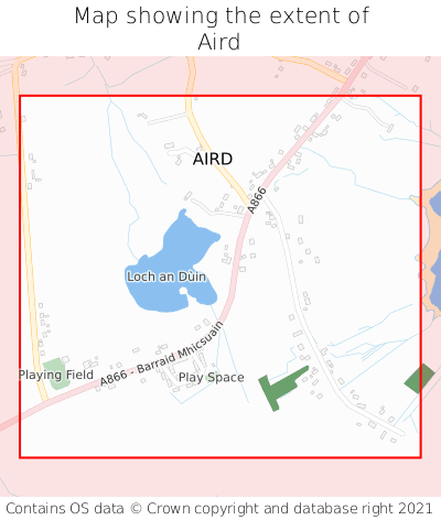 Map showing extent of Aird as bounding box