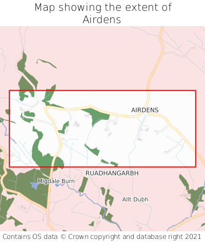 Map showing extent of Airdens as bounding box