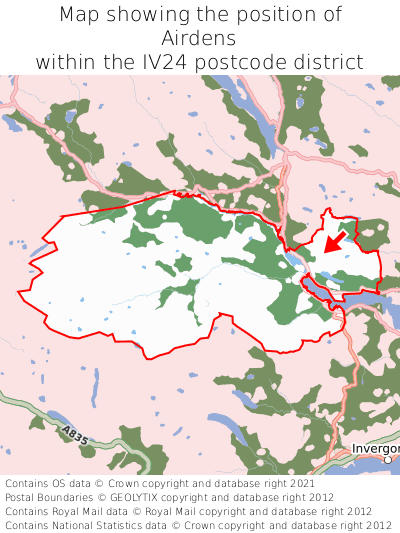 Map showing location of Airdens within IV24