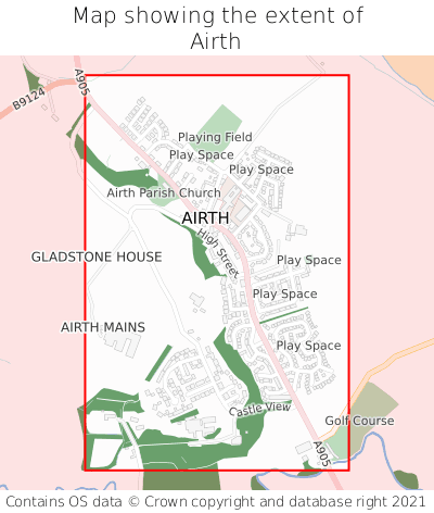 Map showing extent of Airth as bounding box
