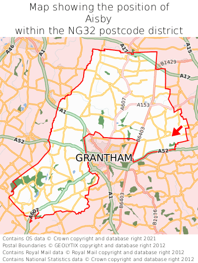 Map showing location of Aisby within NG32