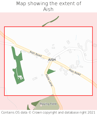 Map showing extent of Aish as bounding box