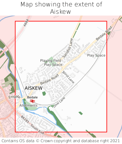 Map showing extent of Aiskew as bounding box