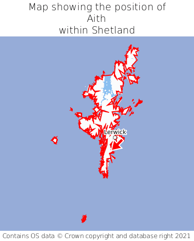 Map showing location of Aith within Shetland