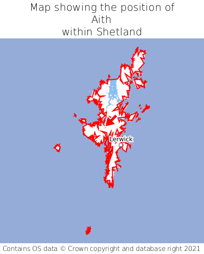 Map showing location of Aith within Shetland