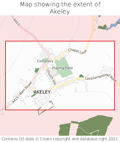 Map showing extent of Akeley as bounding box