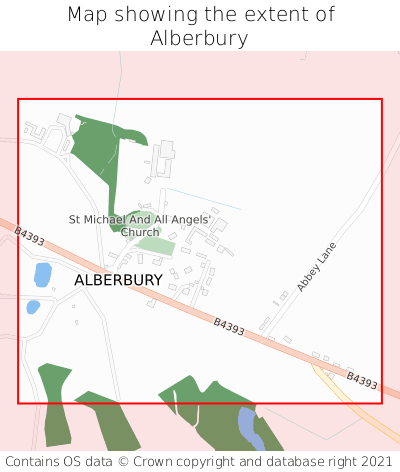 Map showing extent of Alberbury as bounding box