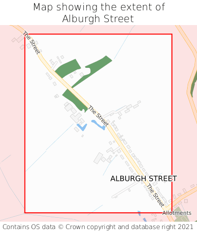 Map showing extent of Alburgh Street as bounding box