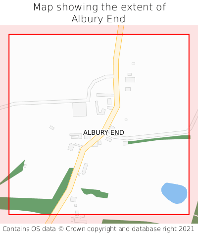 Map showing extent of Albury End as bounding box