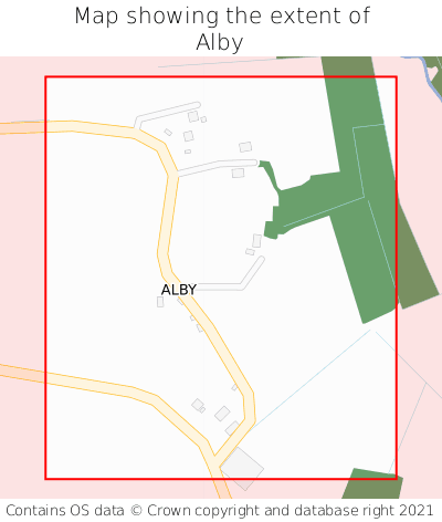 Map showing extent of Alby as bounding box