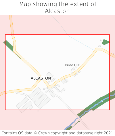 Map showing extent of Alcaston as bounding box