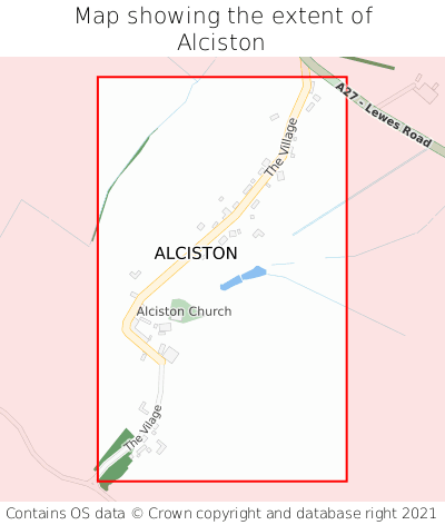 Map showing extent of Alciston as bounding box