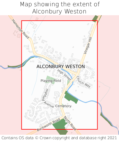 Map showing extent of Alconbury Weston as bounding box