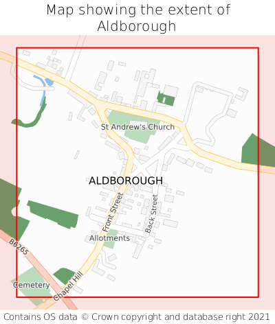 Map showing extent of Aldborough as bounding box